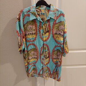 Ron Anderson Kahala Mens Hawaiian Surfing Shirt Size Large 100% Rayon